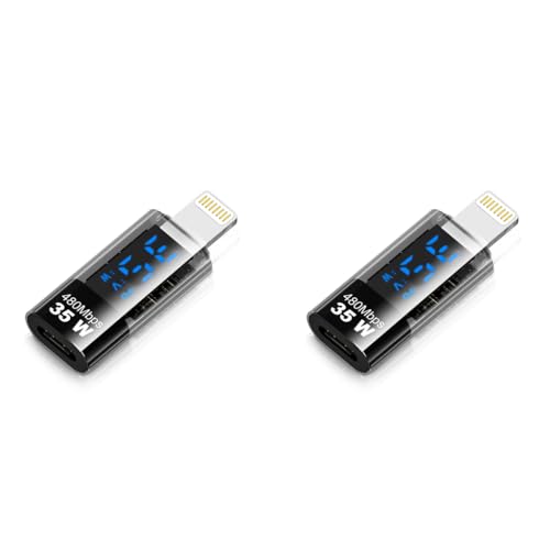 Verilux® USB C to Lightning Adapter with LED Display Support PD 35W Fast Charging 480Mbps Data Sync Real Time Power Universal Connector for iPhone iPad iPod 2PCS Verilux® USB C to Lightning Adapter with LED Display Support PD 35W Fast Charging 480Mbps Data Sync Real Time Power Universal Connector for iPhone iPad iPod 2PCS